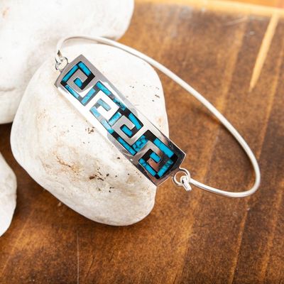 Alternate image for Turquoise Wave Motif Pendant Bracelet from Mexico Waves of the Ocean