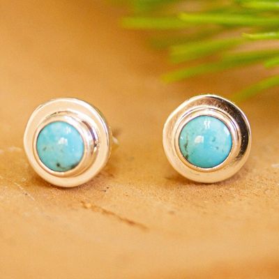 Alternate image for Natural Turquoise Stud Earrings Pride of Taxco