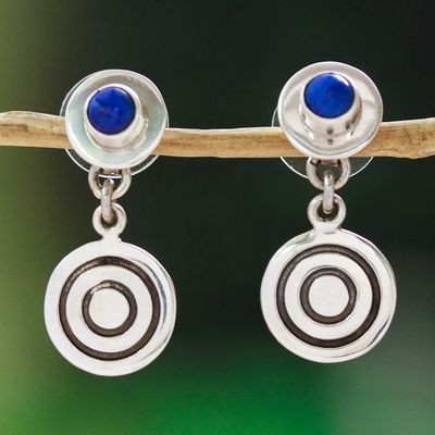 Alternate image for Taxco 925 Silver Dangle Earrings with Lapis Lazuli Stones Divine Blue Touch