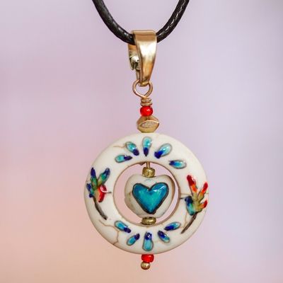Alternate image for Howlite Pendant Necklace with Hand-Painted Details Affection Wreath