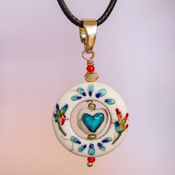 Alternate image for Howlite Pendant Necklace with Hand-Painted Details Affection Wreath