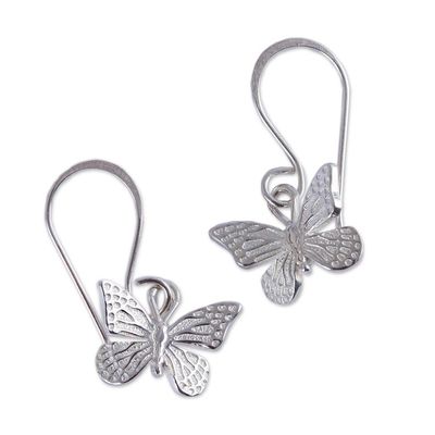 Alternate image for Fair Trade Taxco Silver Butterfly Dangle Earrings Perfect Monarch
