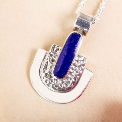 Alternate image for Taxco Lapis Lazuli Pendant Necklace from Mexico Huipil Style