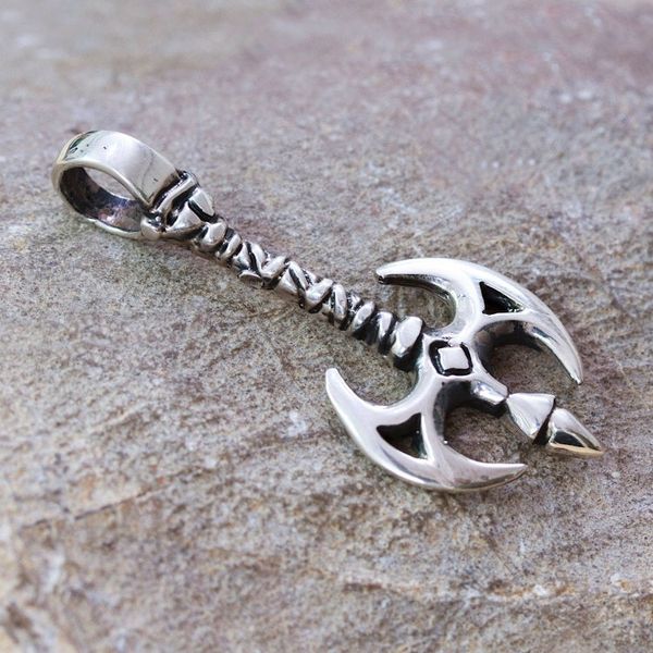 Alternate image for Viking Axe-Shaped Mens Taxco Sterling Silver Pendant Viking Axe