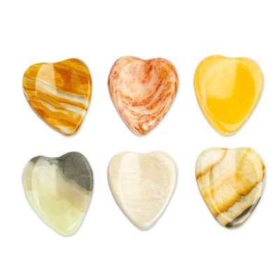Alternate image for Set of 2 Handcrafted Marble Heart Stress-Relieving Stones Gentle Hearts