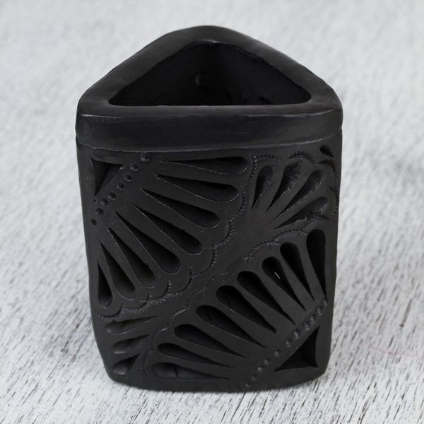 Alternate image for Oaxaca Barro Negro Triangular Ceramic Pencil Holder Oaxacan Twilight