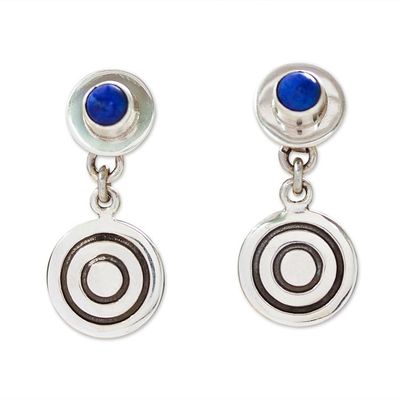Alternate image for Taxco 925 Silver Dangle Earrings with Lapis Lazuli Stones Divine Blue Touch