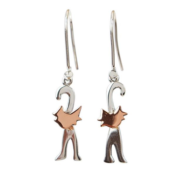 Alternate image for Taxco Mexican Cats Dance Silver and Copper Earrings Cats Dance