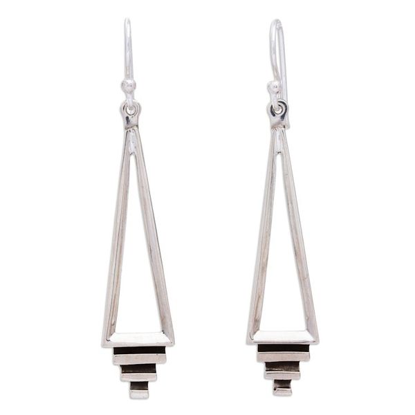 Alternate image for Handmade Taxco Sterling Silver Earrings Taxco Deco