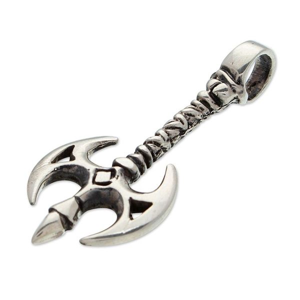 Alternate image for Viking Axe-Shaped Mens Taxco Sterling Silver Pendant Viking Axe