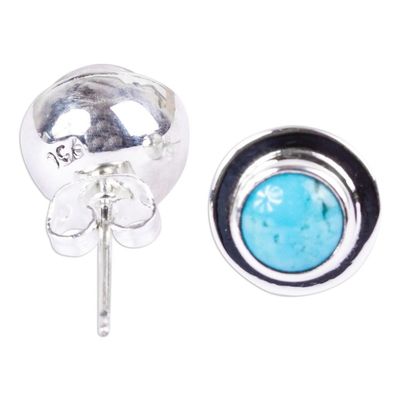 Alternate image for Natural Turquoise Stud Earrings Pride of Taxco