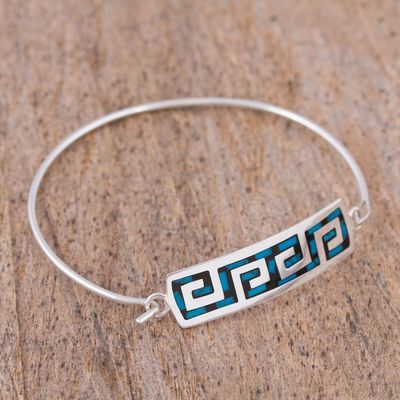 Alternate image for Turquoise Wave Motif Pendant Bracelet from Mexico Waves of the Ocean