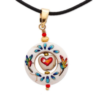 Alternate image for Howlite Pendant Necklace with Hand-Painted Details Affection Wreath