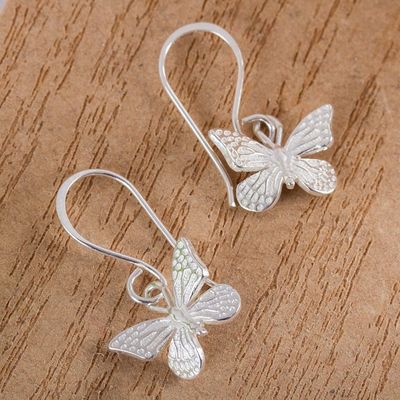 Alternate image for Fair Trade Taxco Silver Butterfly Dangle Earrings Perfect Monarch