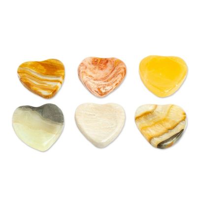 Alternate image for Set of 2 Handcrafted Marble Heart Stress-Relieving Stones Gentle Hearts