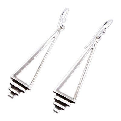 Alternate image for Handmade Taxco Sterling Silver Earrings Taxco Deco