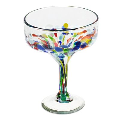 Alternate image for 2 Eco-Friendly Handblown Recycled Glass Margarita Glasses Chromatic Gala
