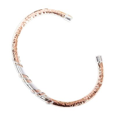 Alternate image for Slender Copper and Sterling Silver Cuff Bracelet Taxco Mix