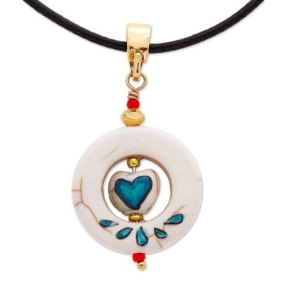 Alternate image for Howlite Pendant Necklace with Hand-Painted Details Affection Wreath