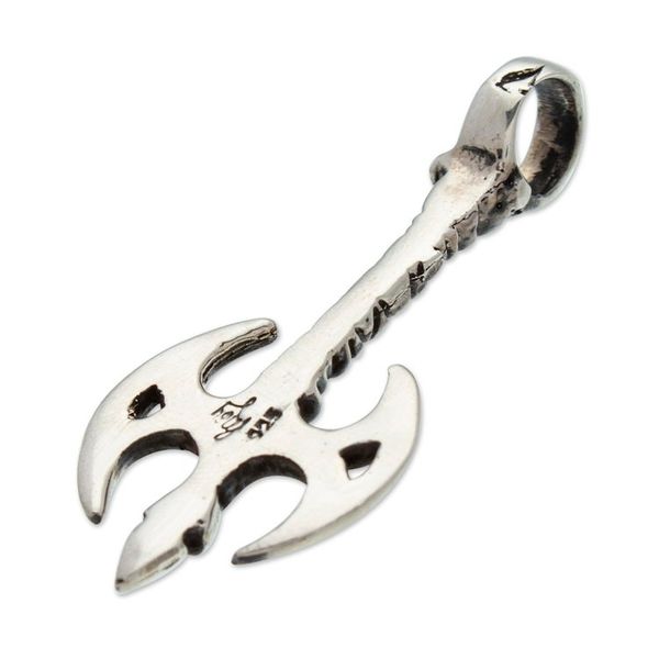 Alternate image for Viking Axe-Shaped Mens Taxco Sterling Silver Pendant Viking Axe