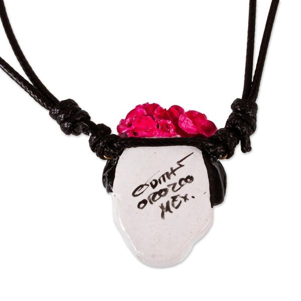 Alternate image for Handmade Molded Paper Skull Necklace Starry-Eyed Skull