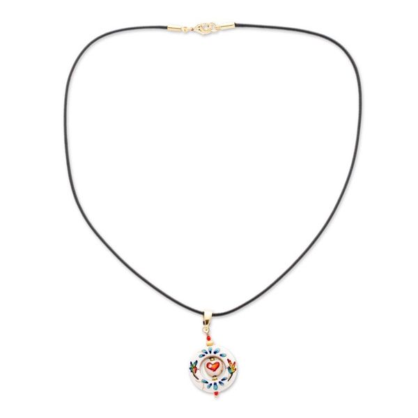 Alternate image for Howlite Pendant Necklace with Hand-Painted Details Affection Wreath