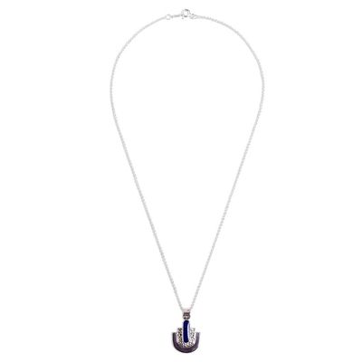 Alternate image for Taxco Lapis Lazuli Pendant Necklace from Mexico Huipil Style