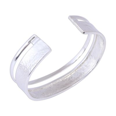 Alternate image for Unique Modern Taxco Silver Cuff Bracelet Silver River