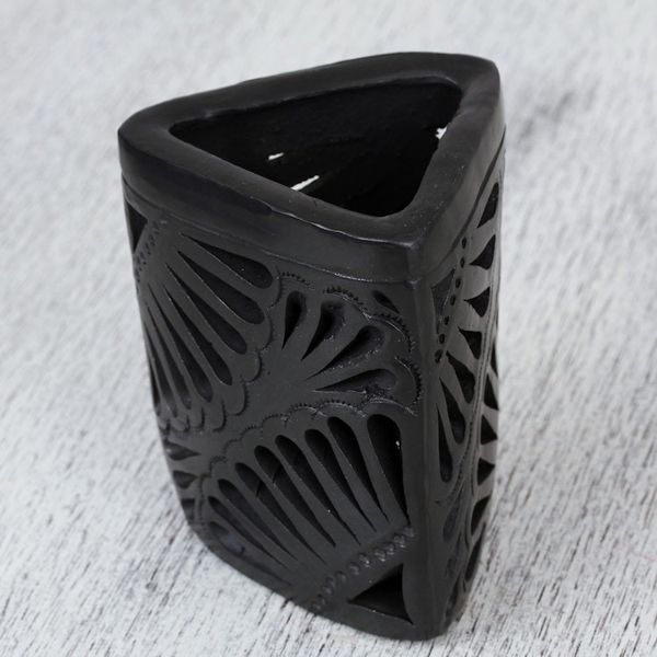 Alternate image for Oaxaca Barro Negro Triangular Ceramic Pencil Holder Oaxacan Twilight