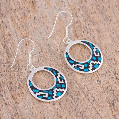Alternate image for Geometric Turquoise Dangle Earrings from Mexico Windows of History
