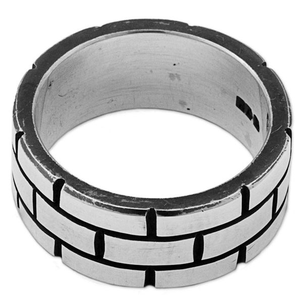 Alternate image for Sterling Silver Band Ring with Rectangle Motifs Mexico Fortress Wall