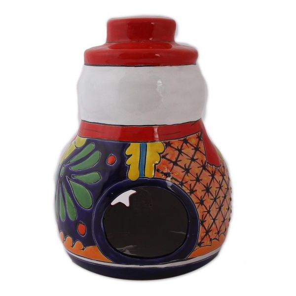 Alternate image for Snowman Talavera Ceramic Candle Holder from Mexico Snowman Glow