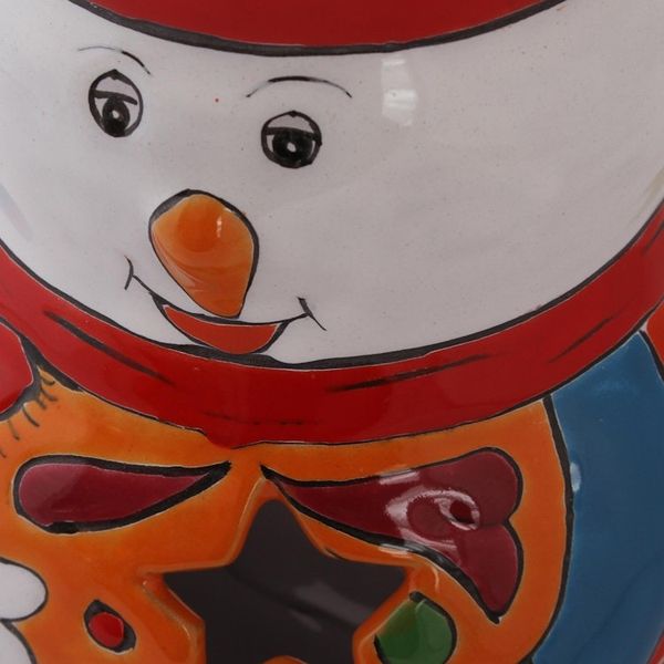 Alternate image for Snowman Talavera Ceramic Candle Holder from Mexico Snowman Glow