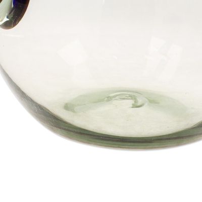 Alternate image for Handblown Recycled Glass Pitcher with Blue Rim and Handle Cobalt