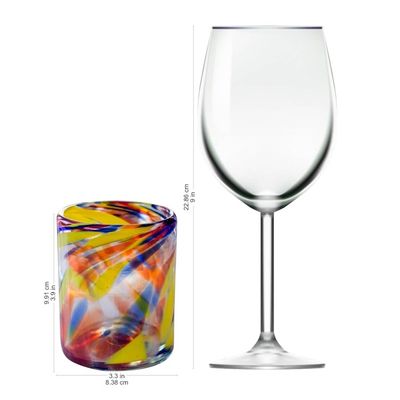Alternate image for Unique Handblown Recycled Glass Juice Drinkware from Mexico Liquid Confetti