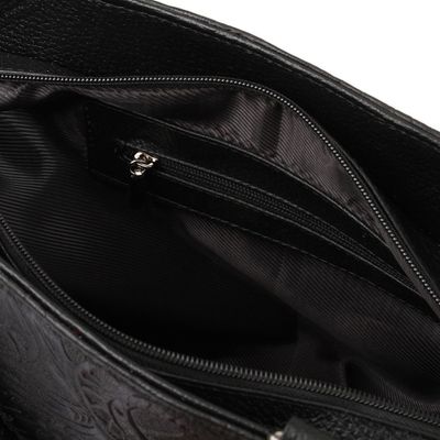 Alternate image for Floral Embossed Leather Shoulder Bag in Black from Mexico Flower Carrier in Black
