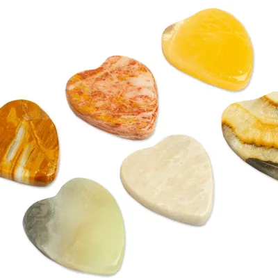 Alternate image for Set of 2 Handcrafted Marble Heart Stress-Relieving Stones Gentle Hearts