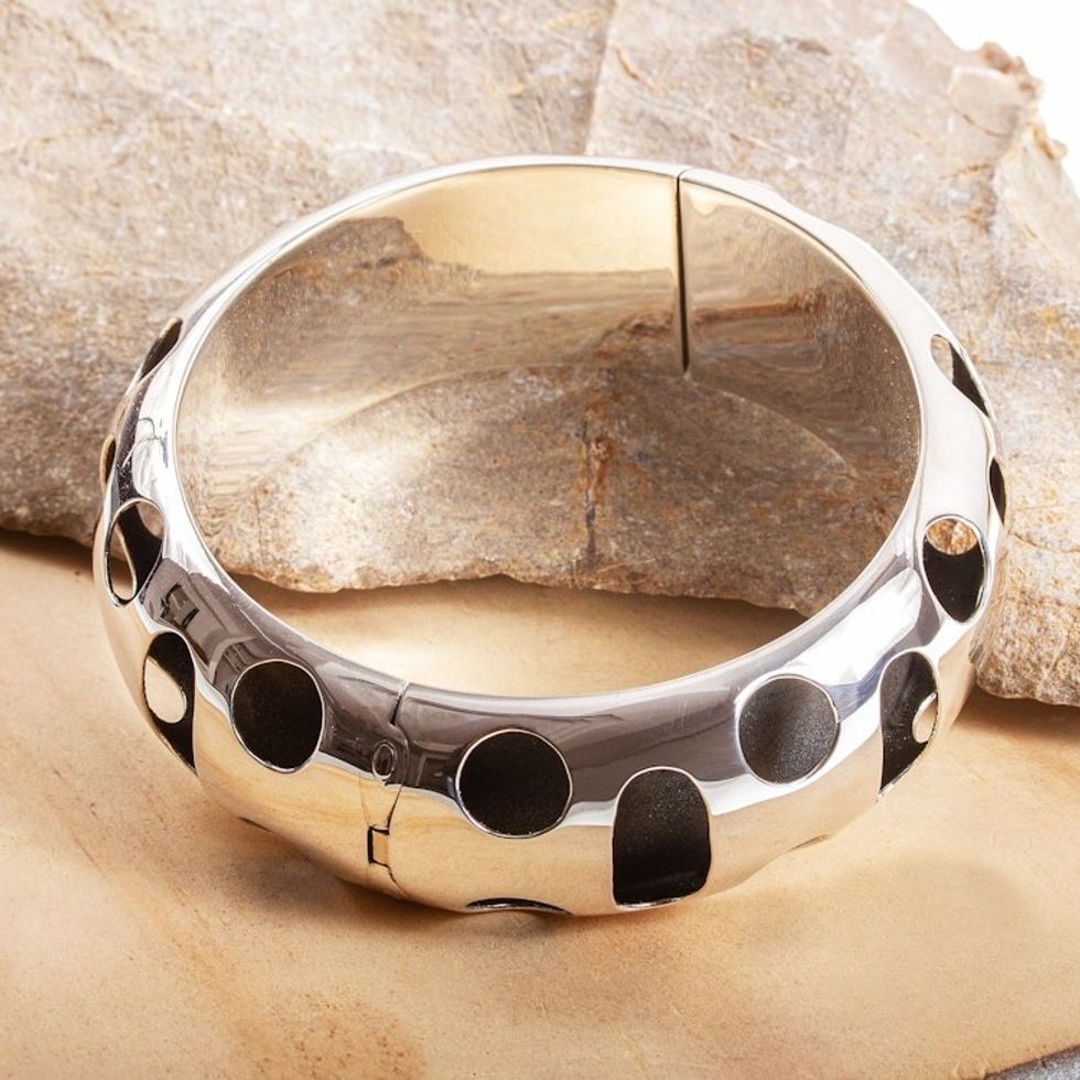 Modern Sterling Silver Bangle Bracelet 'Bold Openings'