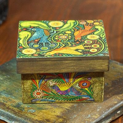 Alternate image for Wood Box with Otomi Inspired Bird Decoupage from Mexico Otomi Birds