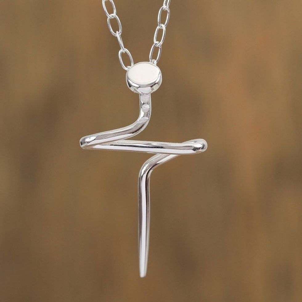Men's Artisan Crafted Taxco Silver Cross Necklace 'Son of a Carpenter'