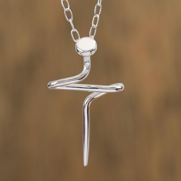 Alternate image for Mens Artisan Crafted Taxco Silver Cross Necklace Son of a Carpenter