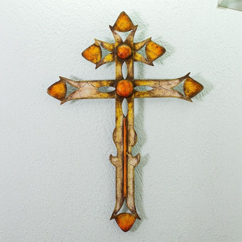 Steel Sheet  Double Barred Cross with Solar Design 'Solar Cross'