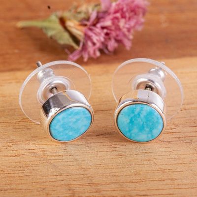 Alternate image for Taxco Sterling Silver and Natural Turquoise Stud Earrings Sea Meets Sky