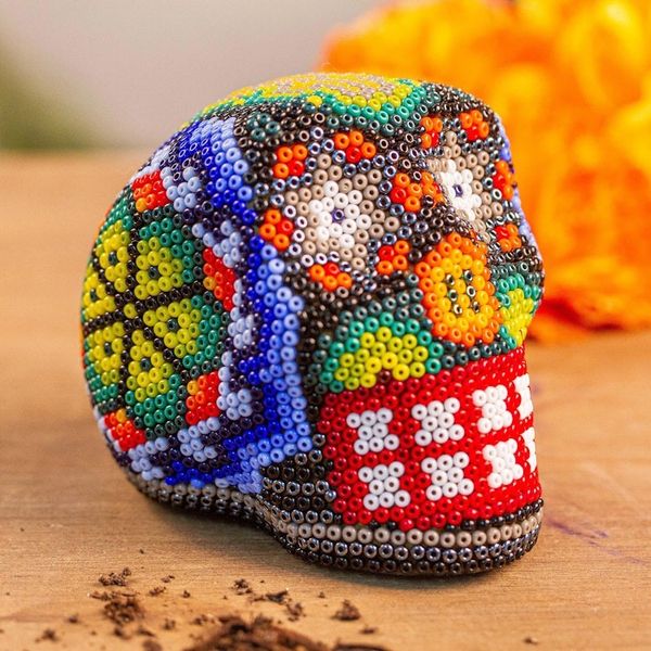 Alternate image for Handmade Huichol Skull Figurine Peyote Memories