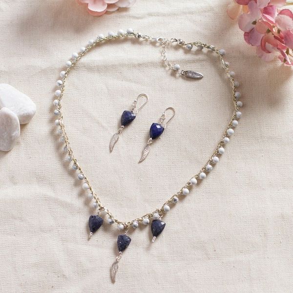 Alternate image for Wing-Themed Agate and Lapis Lazuli Jewelry Set Jewel Wings