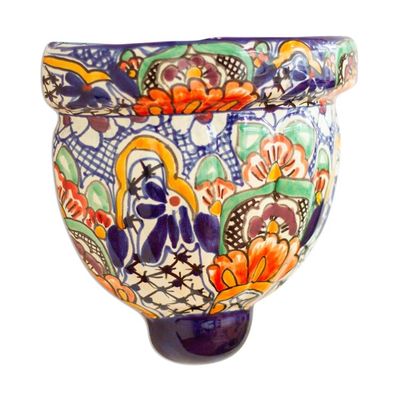Alternate image for Handmade Multicolored Ceramic Wall Planter Guanajuato Garden