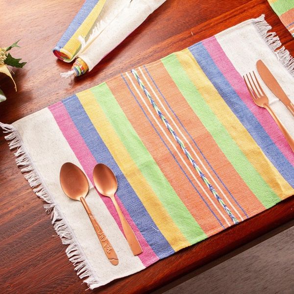 Alternate image for Zapotec Colorful Hand Woven Cotton Placemat Fiesta Hues