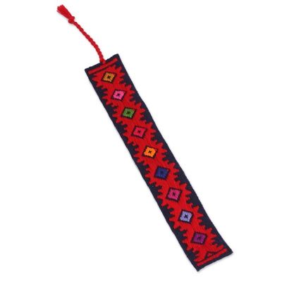 Alternate image for Hand Crafted Multi-Color Embroidered Cotton Bookmark Dynamic Diamonds