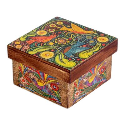 Alternate image for Wood Box with Otomi Inspired Bird Decoupage from Mexico Otomi Birds