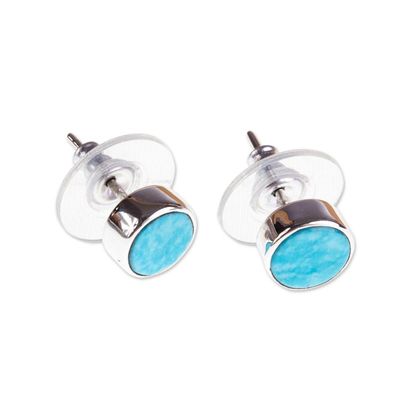Alternate image for Taxco Sterling Silver and Natural Turquoise Stud Earrings Sea Meets Sky